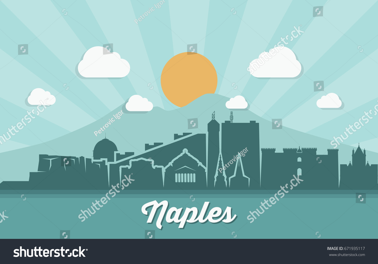 Naples Skyline Italy Vector Illustration Stock Vector Royalty Free