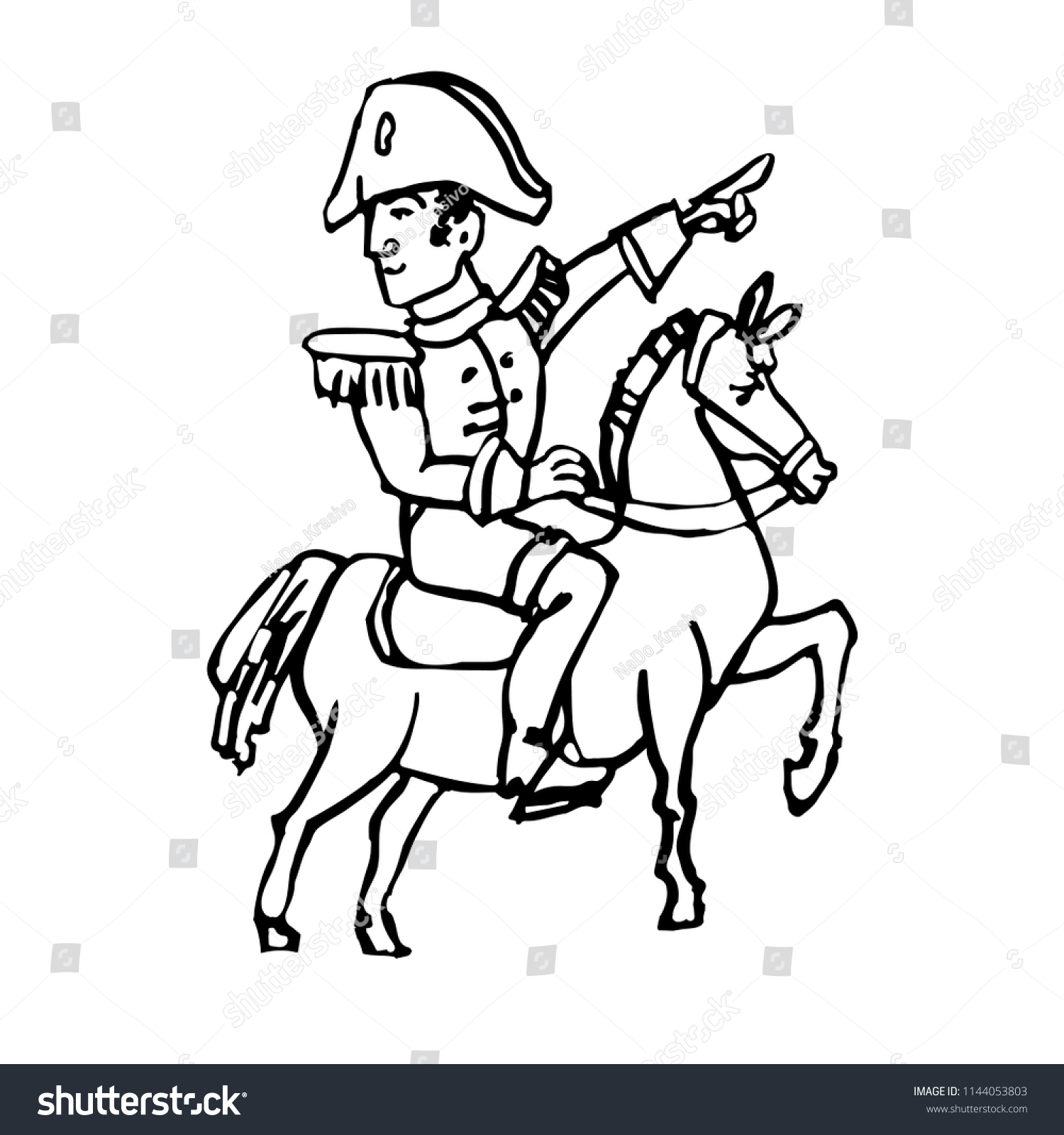 Napoleon Bonaparte General On Horse Shows Stock Vector Royalty Free
