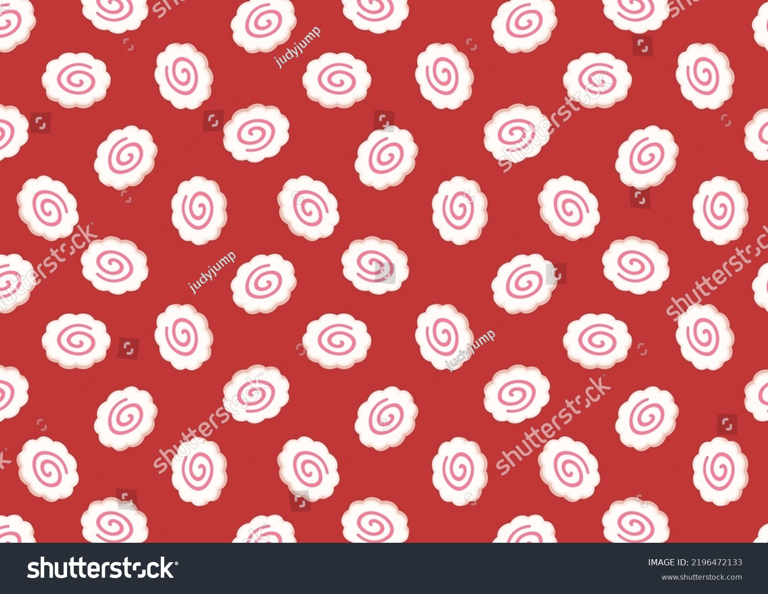 SVG of Narutomaki, Japanese food seamless pattern on red background. svg