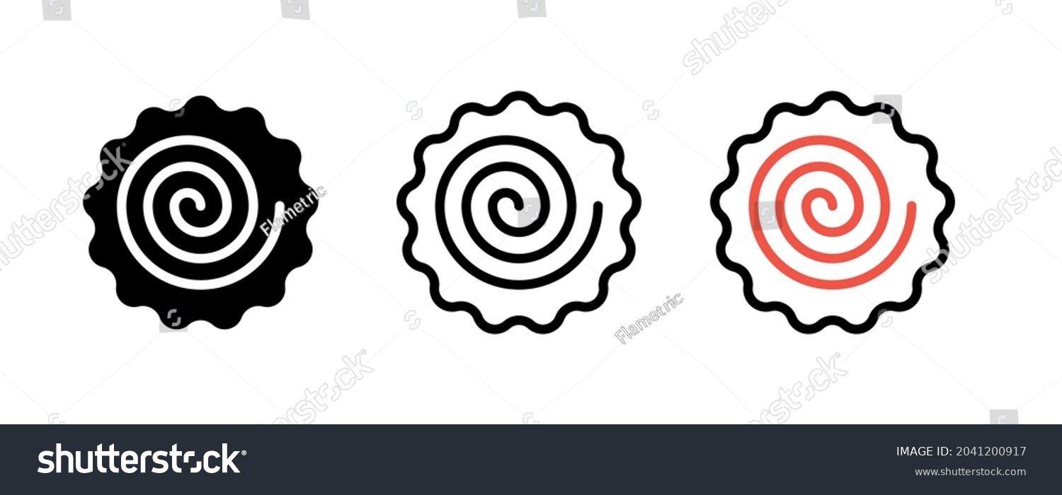 SVG of Narutomaki or kamaboko surimi vector icons set in outline and filled style. Traditional Japanese naruto steamed fish cake with pink swirl in the center. Topping for ramen noodle soup isolated. svg