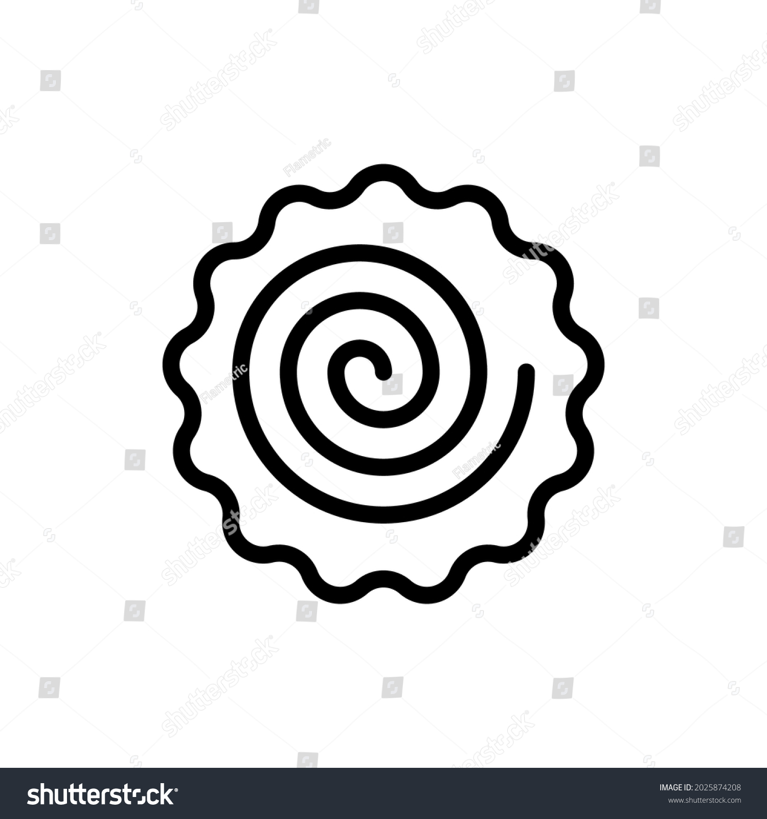 SVG of Narutomaki or kamaboko surimi vector outline icon. Traditional Japanese naruto steamed fish cake with swirl in the center. Topping for ramen noodle soup isolated illustration. svg
