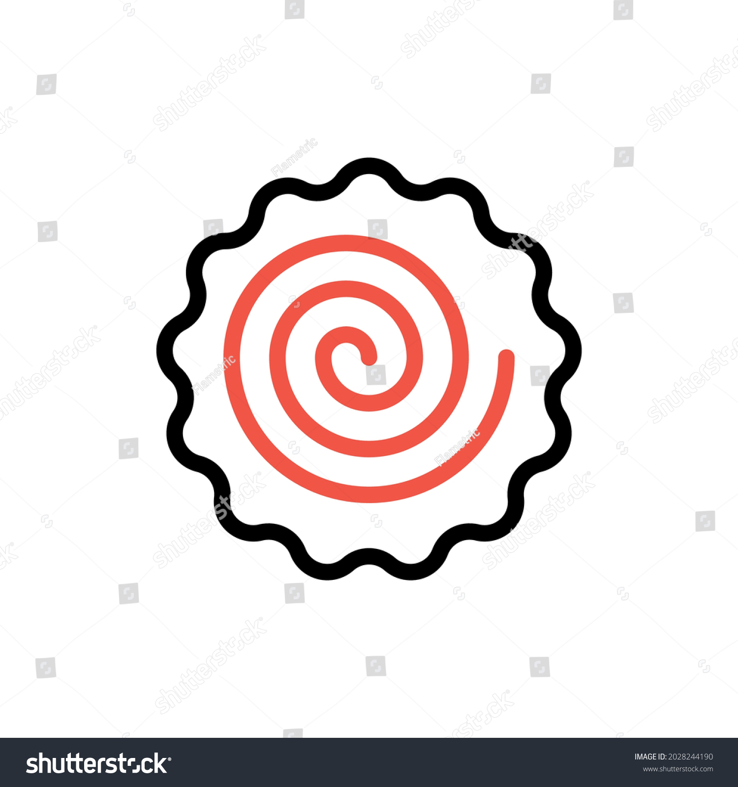 SVG of Narutomaki or kamaboko surimi vector outline icon. Traditional Japanese naruto steamed fish cake with pink swirl in the center. Topping for ramen noodle soup isolated illustration. svg