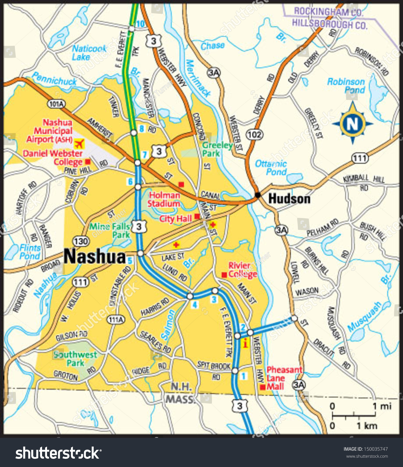 map of nashua nh Nashua New Hampshire Area Map Stock Vector Royalty Free 150035747 map of nashua nh