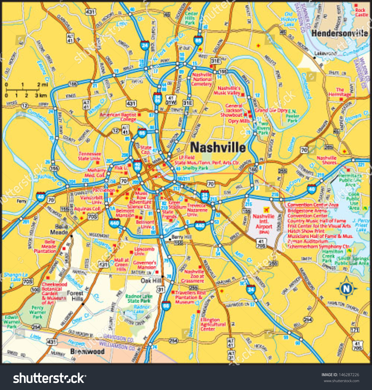 Road Map Of Nashville TN