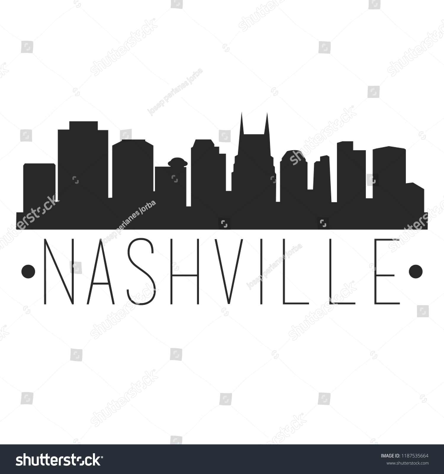 Nashville City Skyline Silhouette Print Travel Poster
