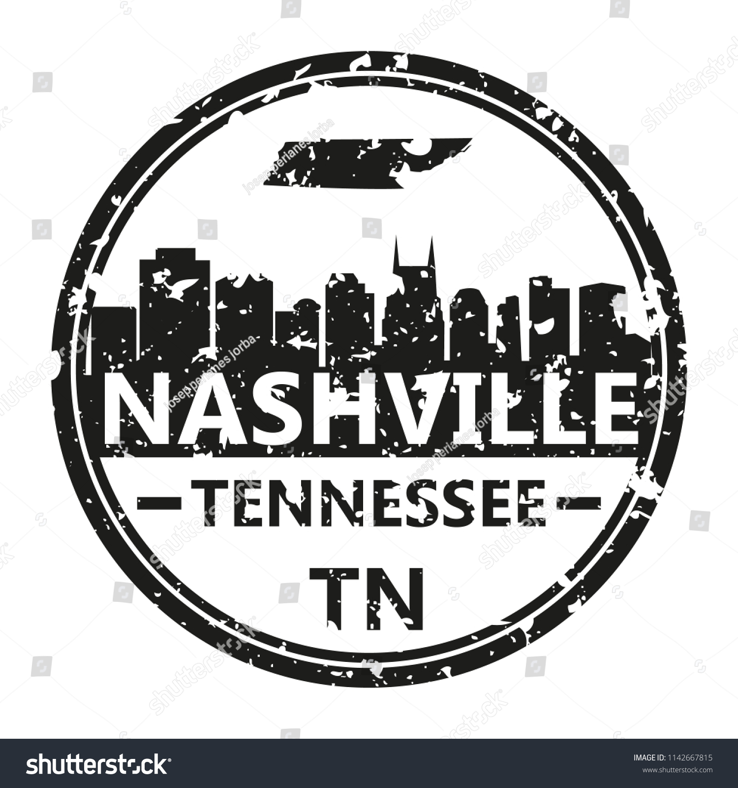 Nashville Tennessee Travel Stamp Icon Skyline Stock Vector (Royalty ...