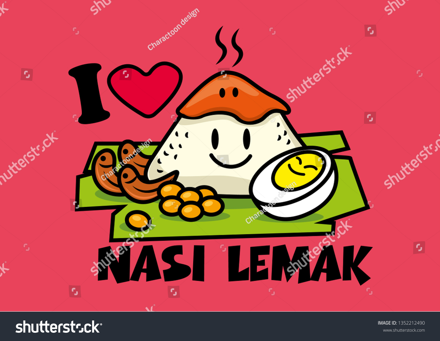 Nasi Lemak Traditional Malay Food Cute Stock Vector Royalty Free 1352212490 9166