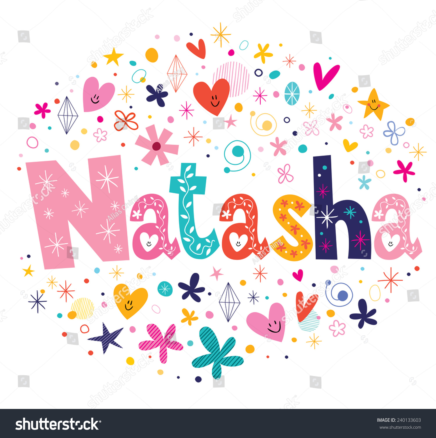 Natasha Name Design Stock Vector Illustration 240133603 : Shutterstock