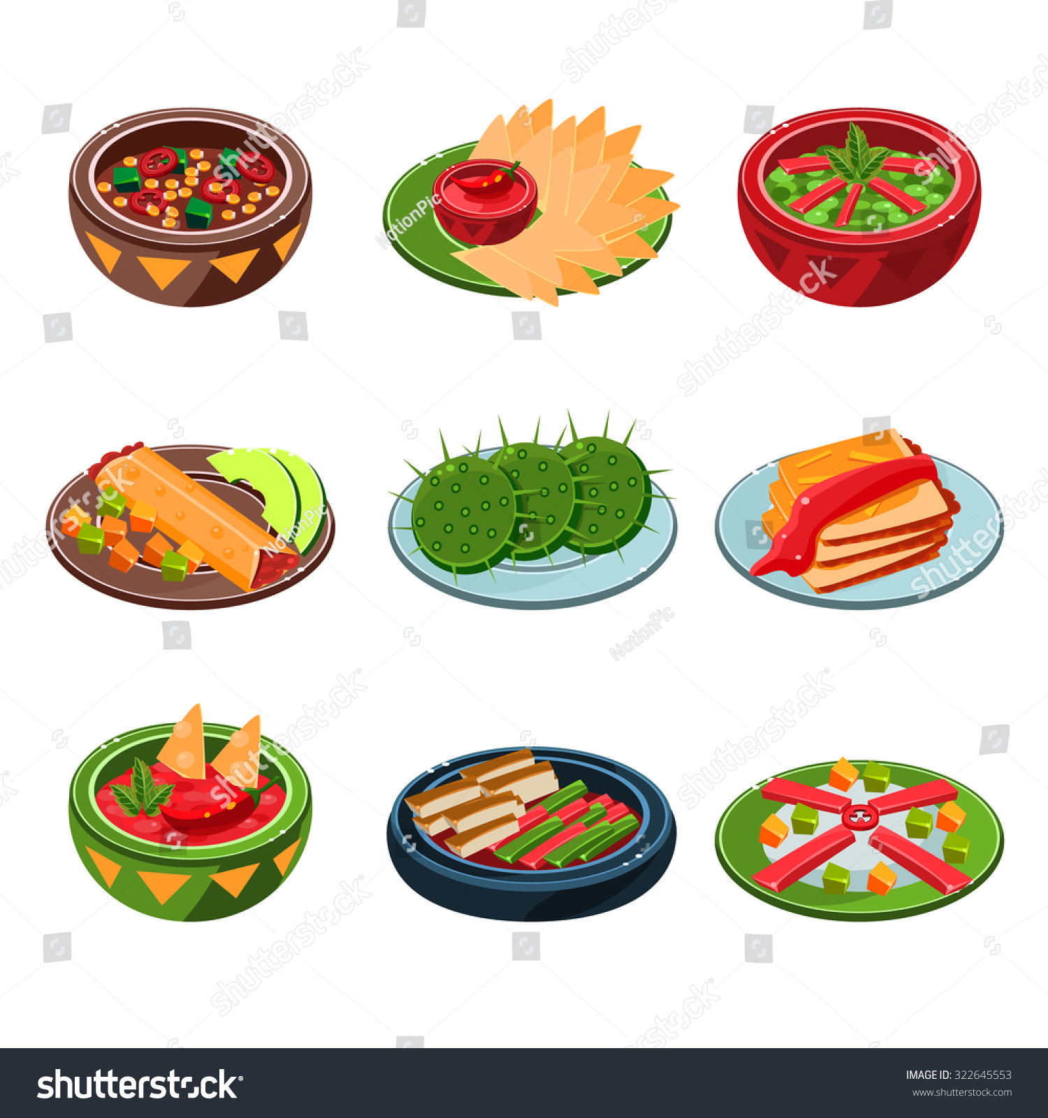 SVG of National and Traditional Mexican dishes set of vector illustration svg