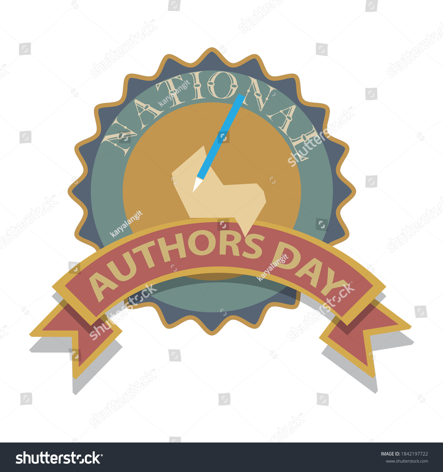 National Authors Day Sign Badge Stock Vector (Royalty Free) 1842197722