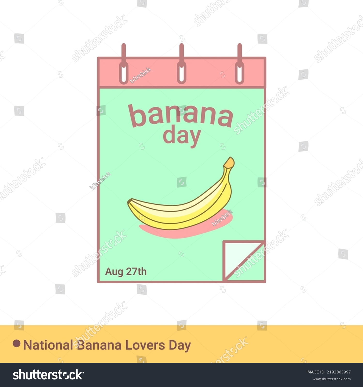 SVG of National Banana Lovers Day is held on 27 August. With the concept of a calendar and a picture of a banana in it. svg