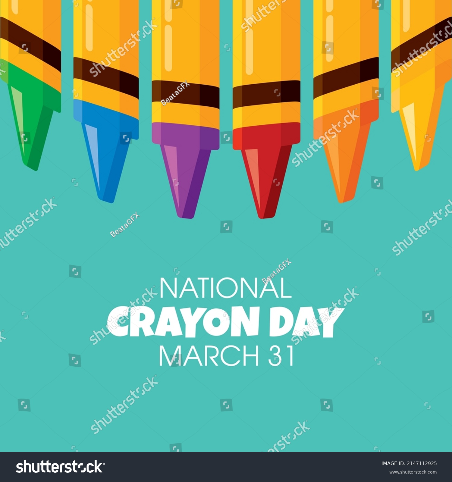 National Crayon Day Vector Set Colored Stock Vector (Royalty Free