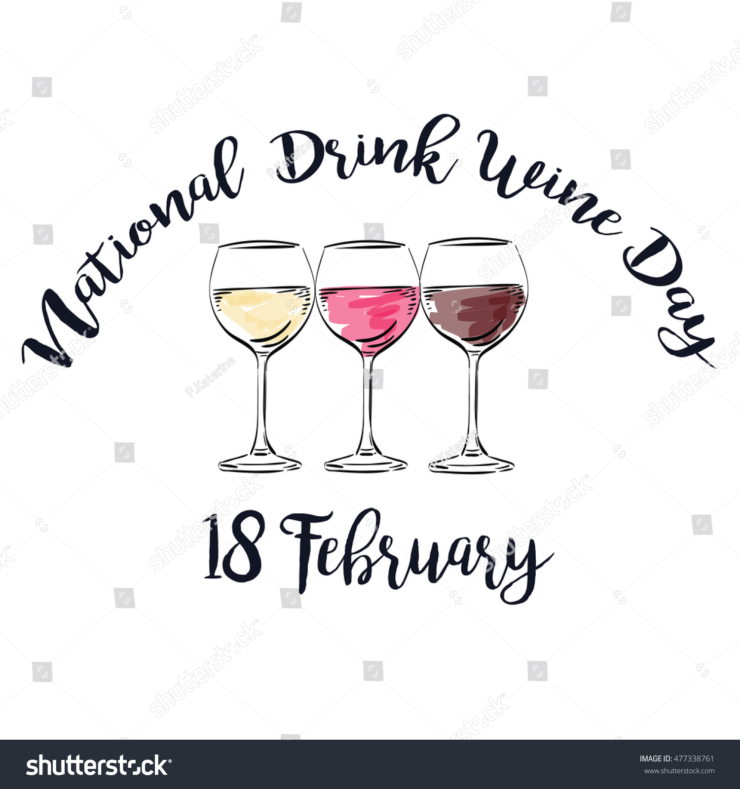 National Drink Wine Day Lettering Brochure Stock Vector 477338761