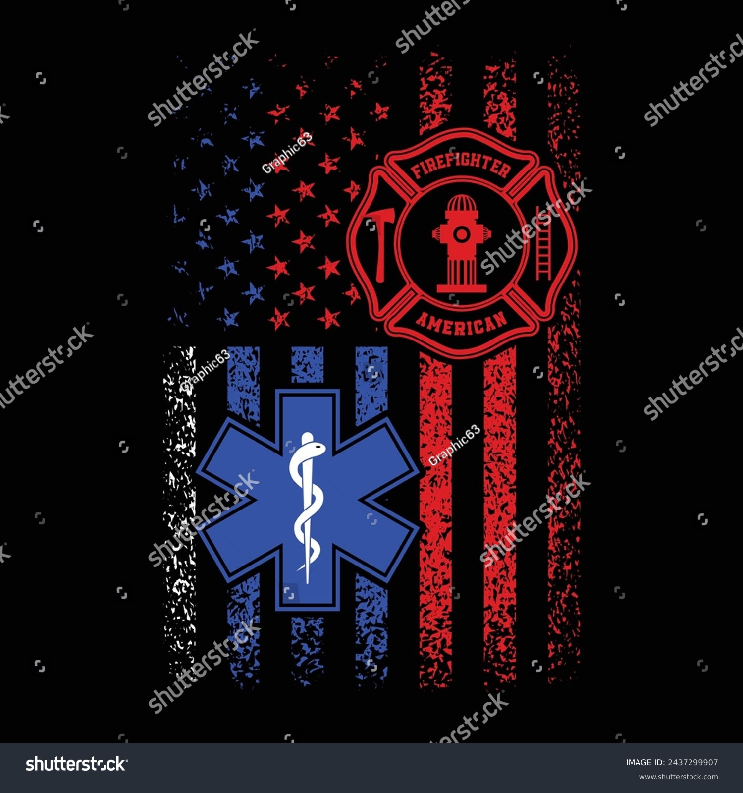 SVG of National First Responders Flag.I Support First Responders Flag.Distressed American Flag Ems Emergency Medical Service and Firefighter Logo Symbol Design For T Shirt Poster Banner Backround Vector. svg