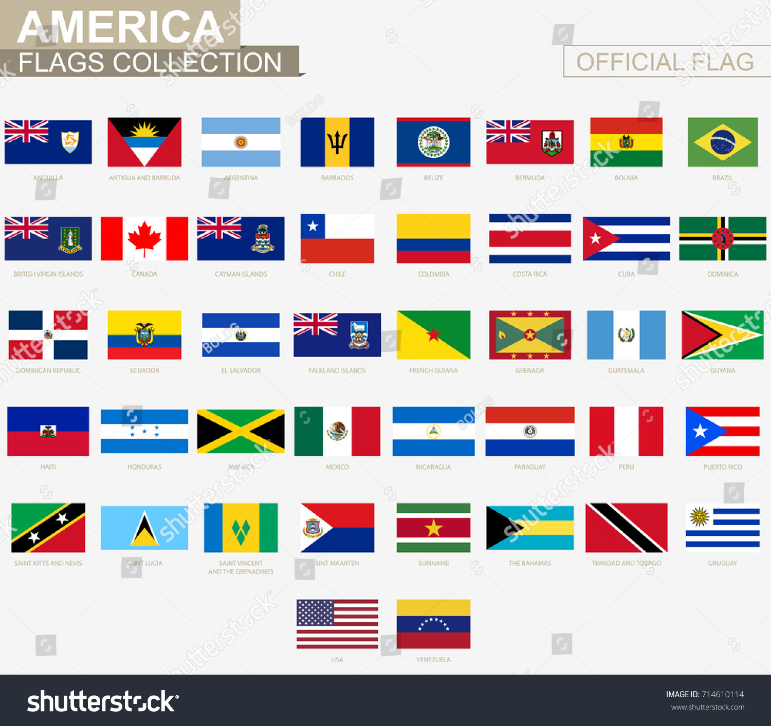 National Flag American Countries Official Vector Stock Vector (Royalty ...