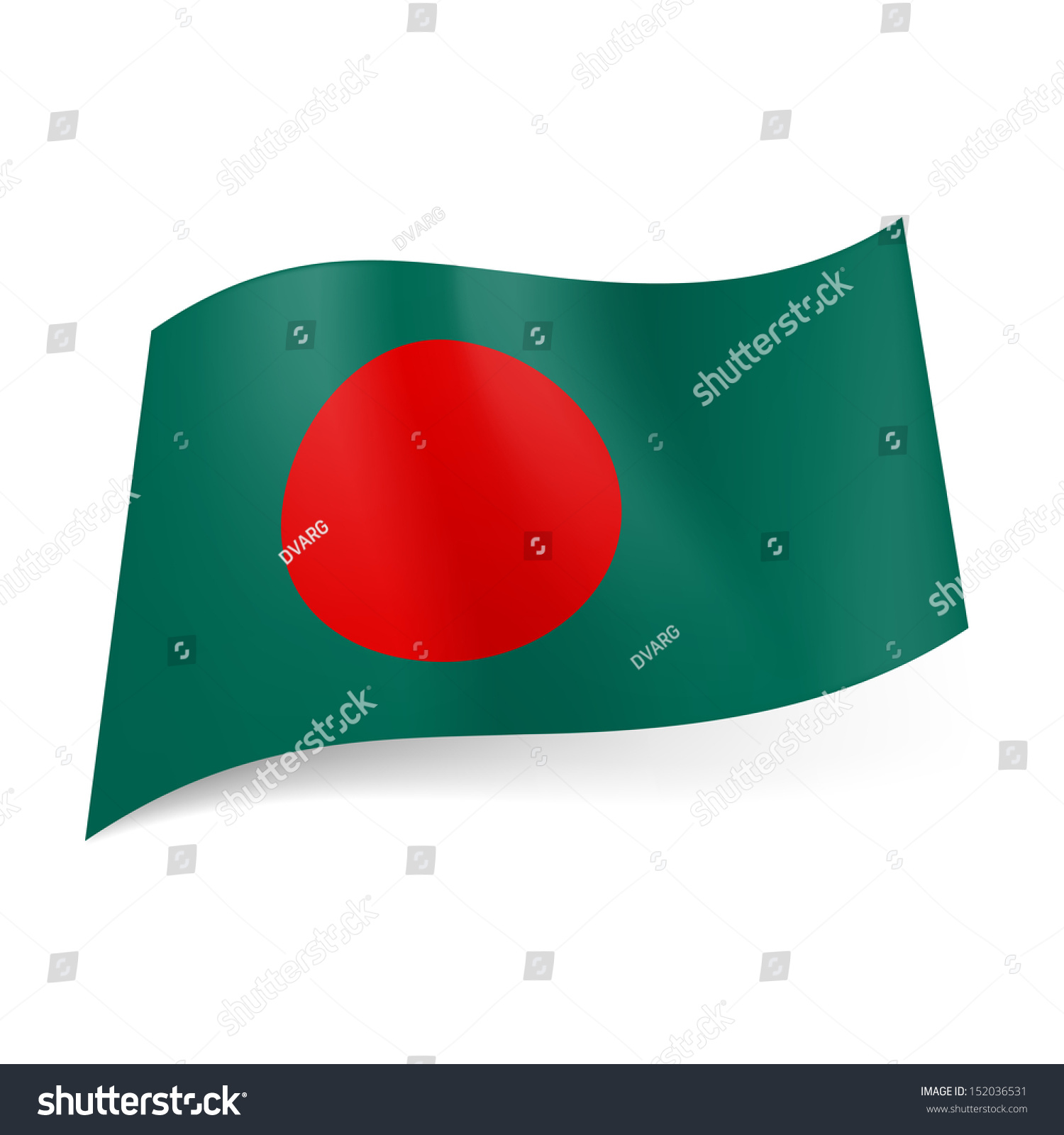 National Flag Of Bangladesh: Big Red Circle Symbolizing Sun On Green ...