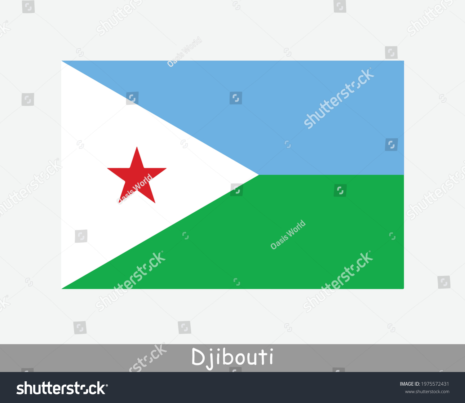 SVG of National Flag of Djibouti. Djiboutian Country Flag. Republic of Djibouti Detailed Banner. EPS Vector Illustration Cut File svg