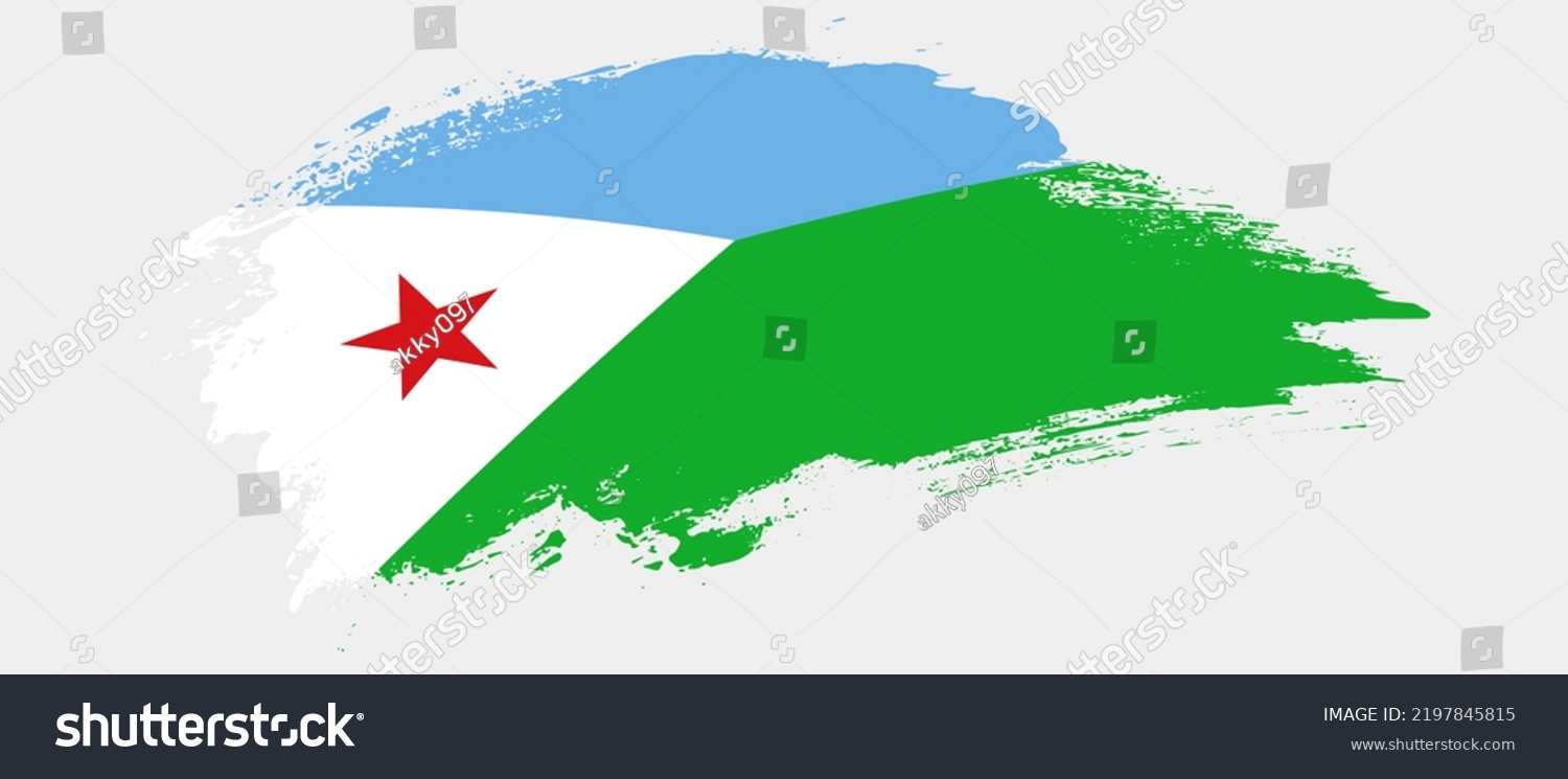 SVG of National flag of Djibouti with curve stain brush stroke effect on white background svg