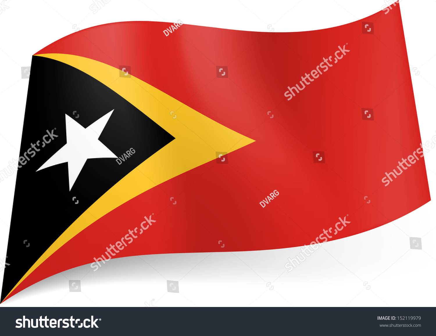 National Flag Of East Timor: Black Triangle With White Star Within ...