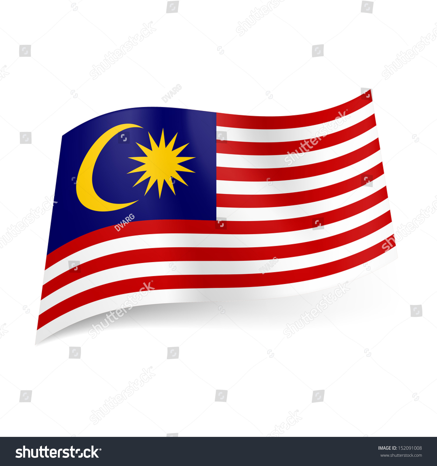 National Flag Malaysia Red White Horizontal Stock Vector Royalty