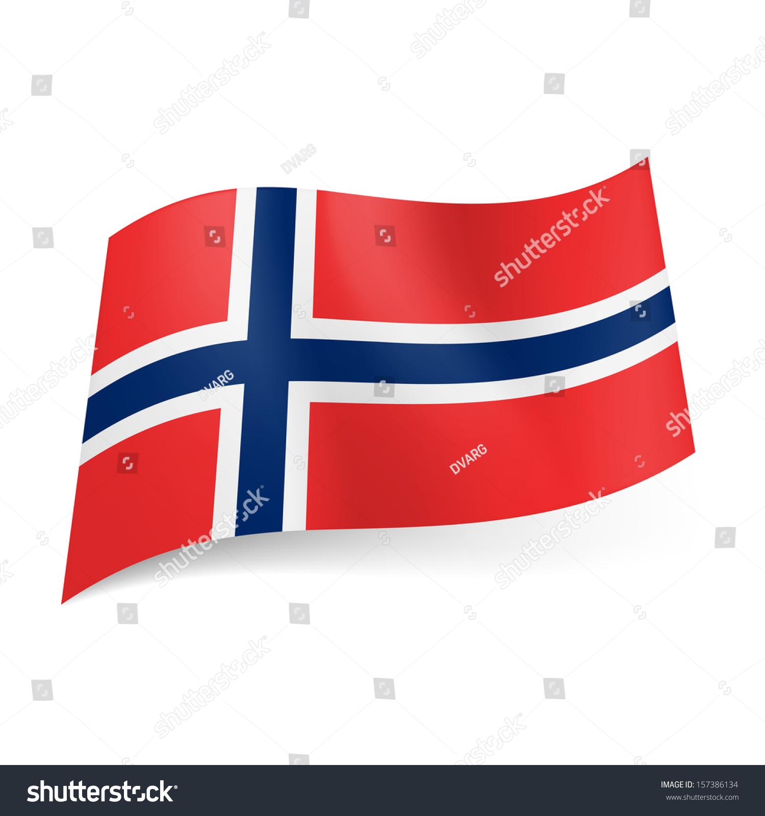 Serrated sagging Manchuriet National Flag Norway White Bordered Blue Stock Vector (Royalty Free)  157386134
