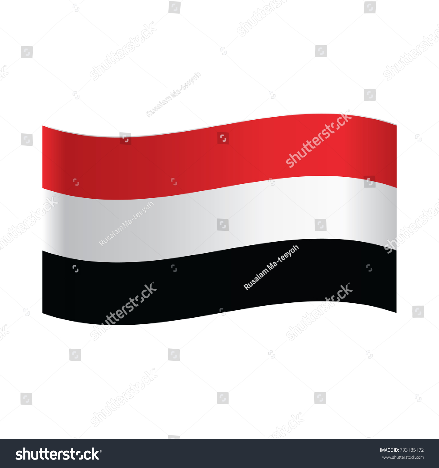 National Flag Yemen Red White Black Stock Vector Royalty Free