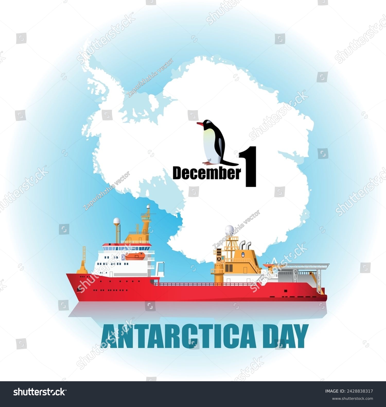 SVG of National holidays. December 1 Antarctica day poster. Vector illustration svg