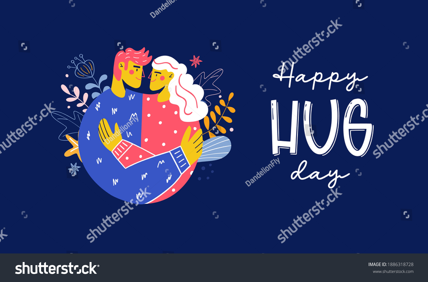 National Hug Day Vector Illustration Happy Stock Vector (Royalty Free) 1886318728 Shutterstock