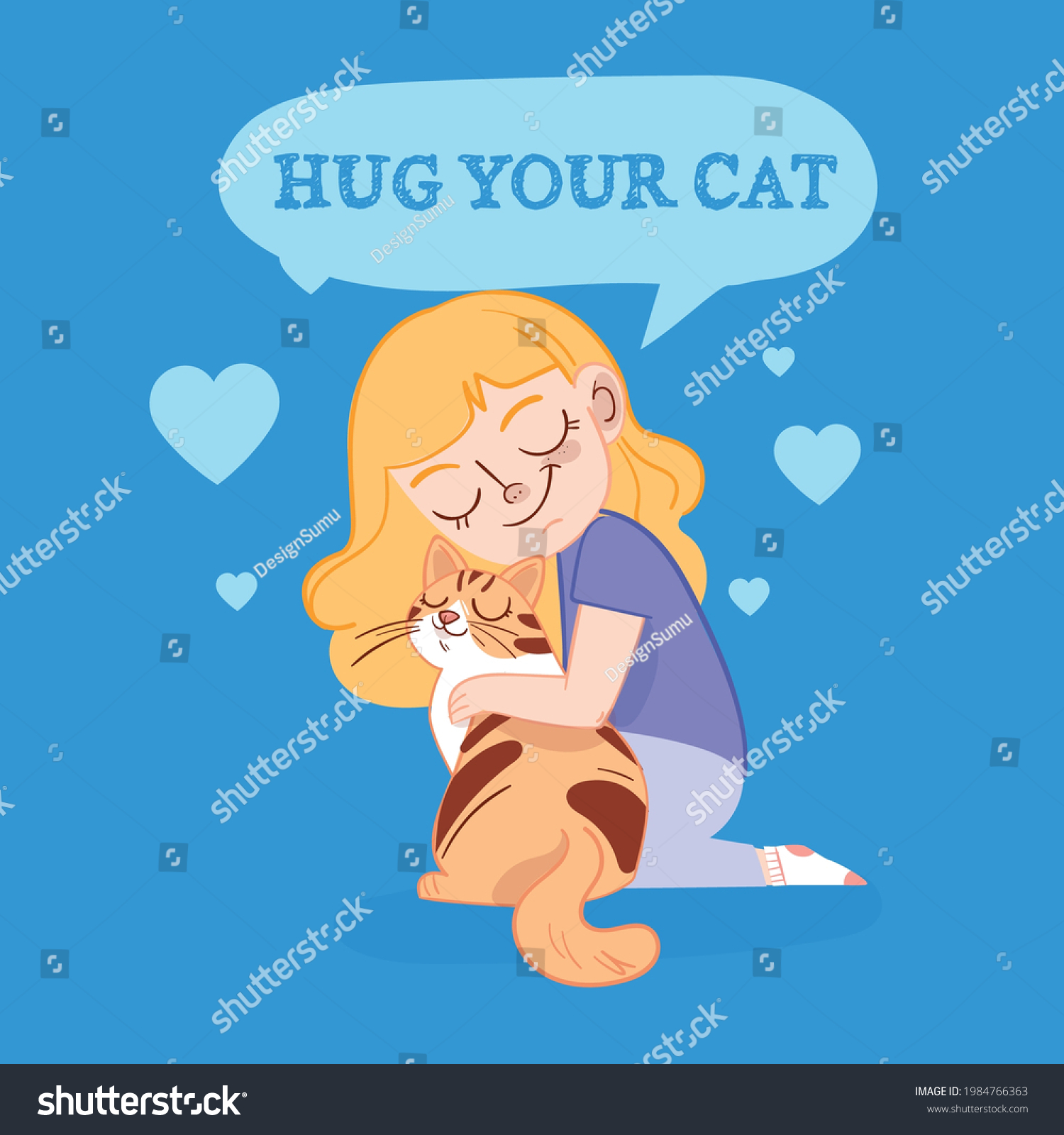 National Hug Your Cat Day Vector Stock Vector (Royalty Free) 1984766363