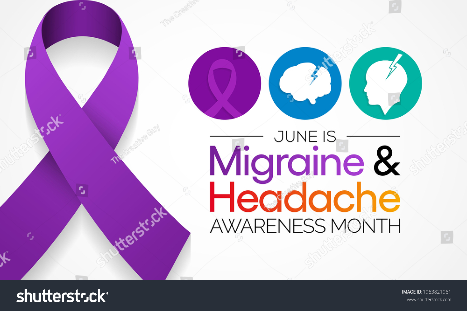 National Migraine Headache Awareness Month Observed Stock Vector