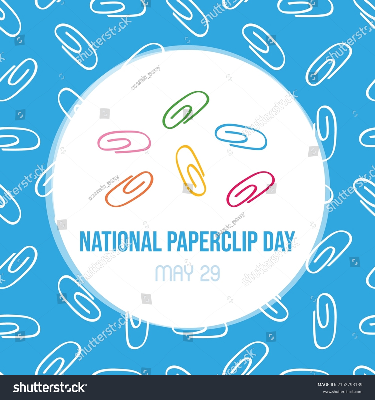 SVG of National Paperclip Day greeting card, vector illustration with cute doodle style paperclips seamless pattern. May 29. svg