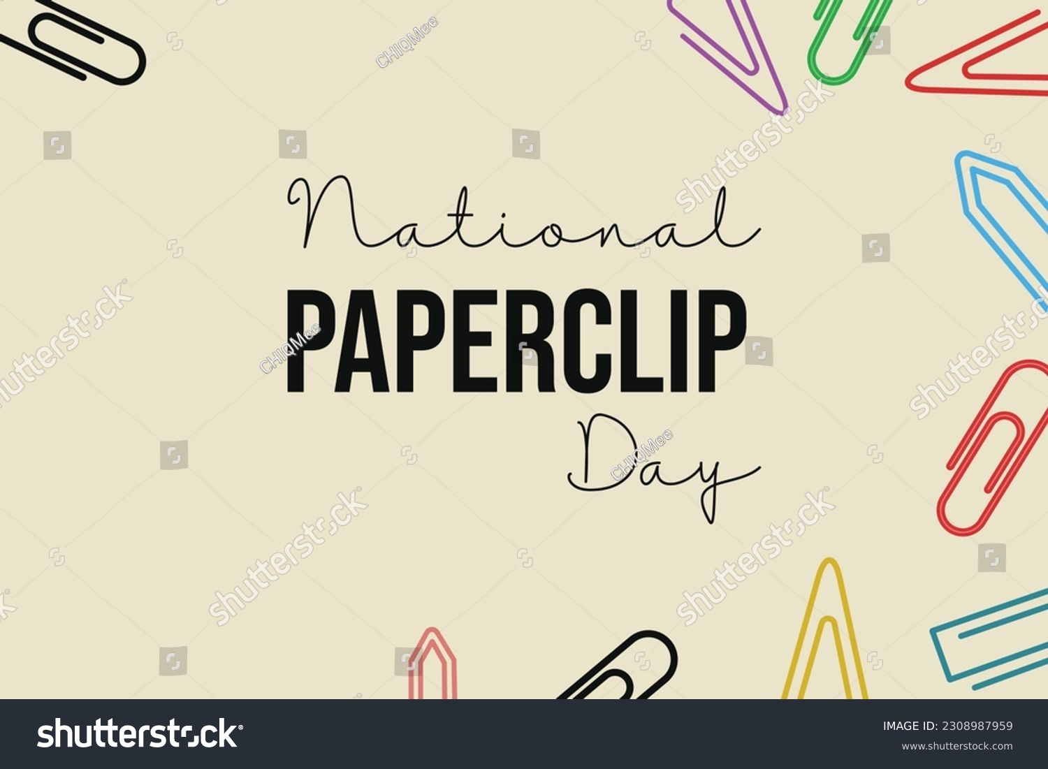 SVG of NATIONAL PAPERCLIP DAY on May 29 with colorful paperclips. svg