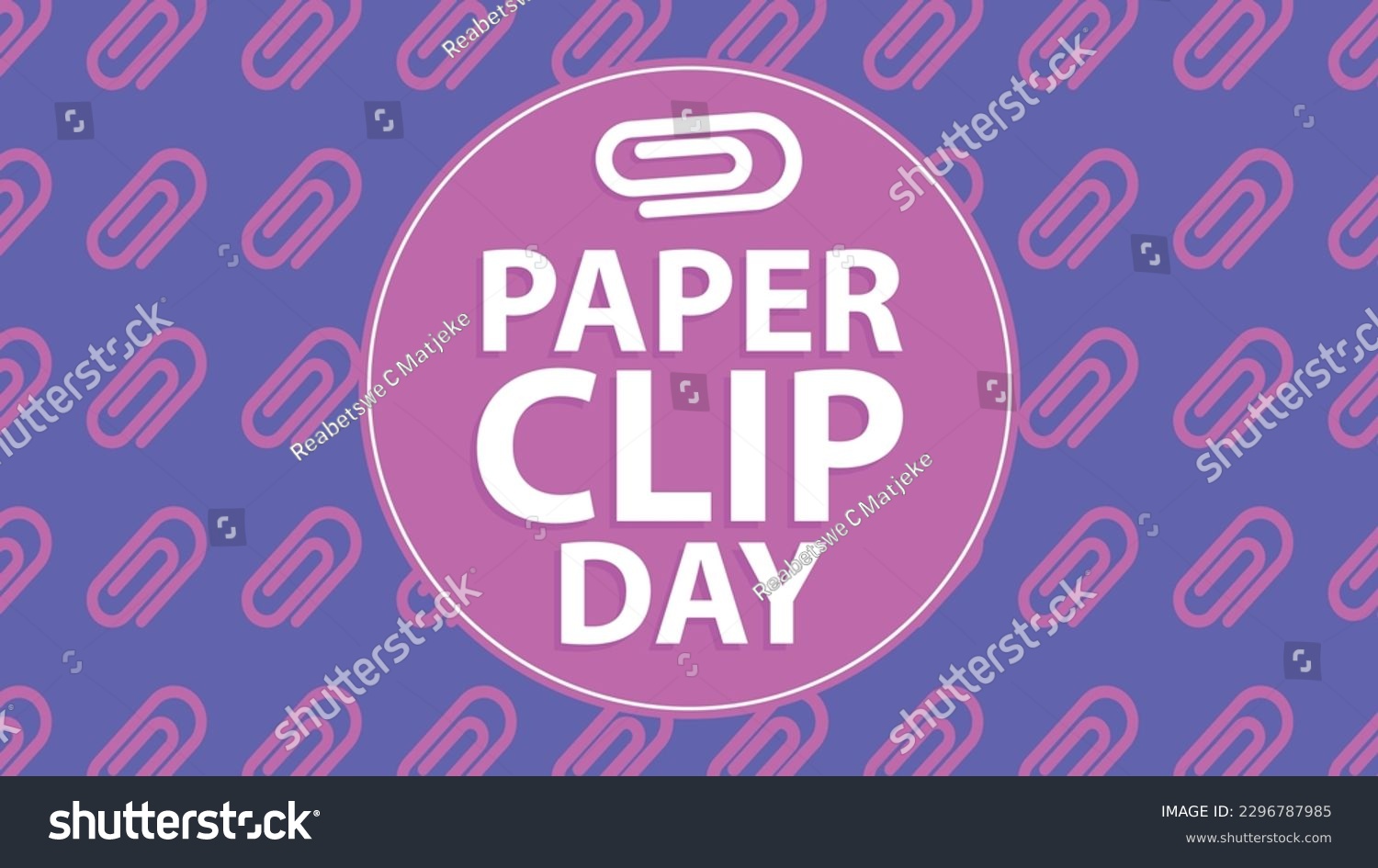 SVG of National Paperclip Day vector banner design with paperclip icon pattern, typography and pink purple colors. National Paperclip Day simple modern poster background illustration. May 29th  holiday. svg