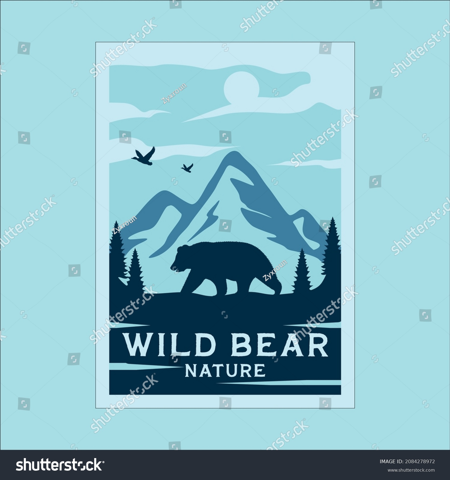 SVG of national park outdoor minimalist vintage poster illustration template graphic design. wildlife bear at forest with simple retro concept svg