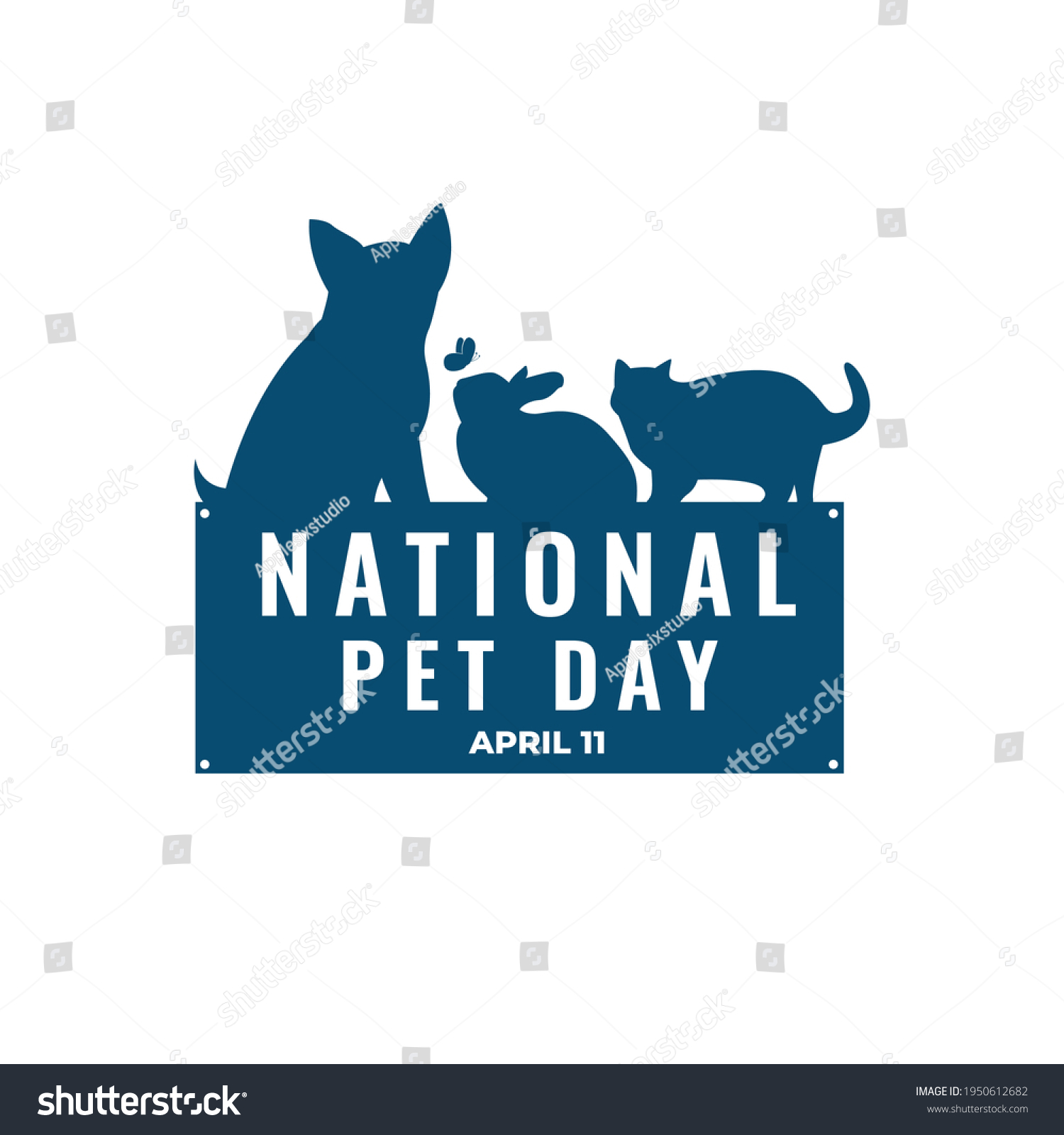 National Pet Day Banner Template Silhouette Stock Vector (Royalty Free