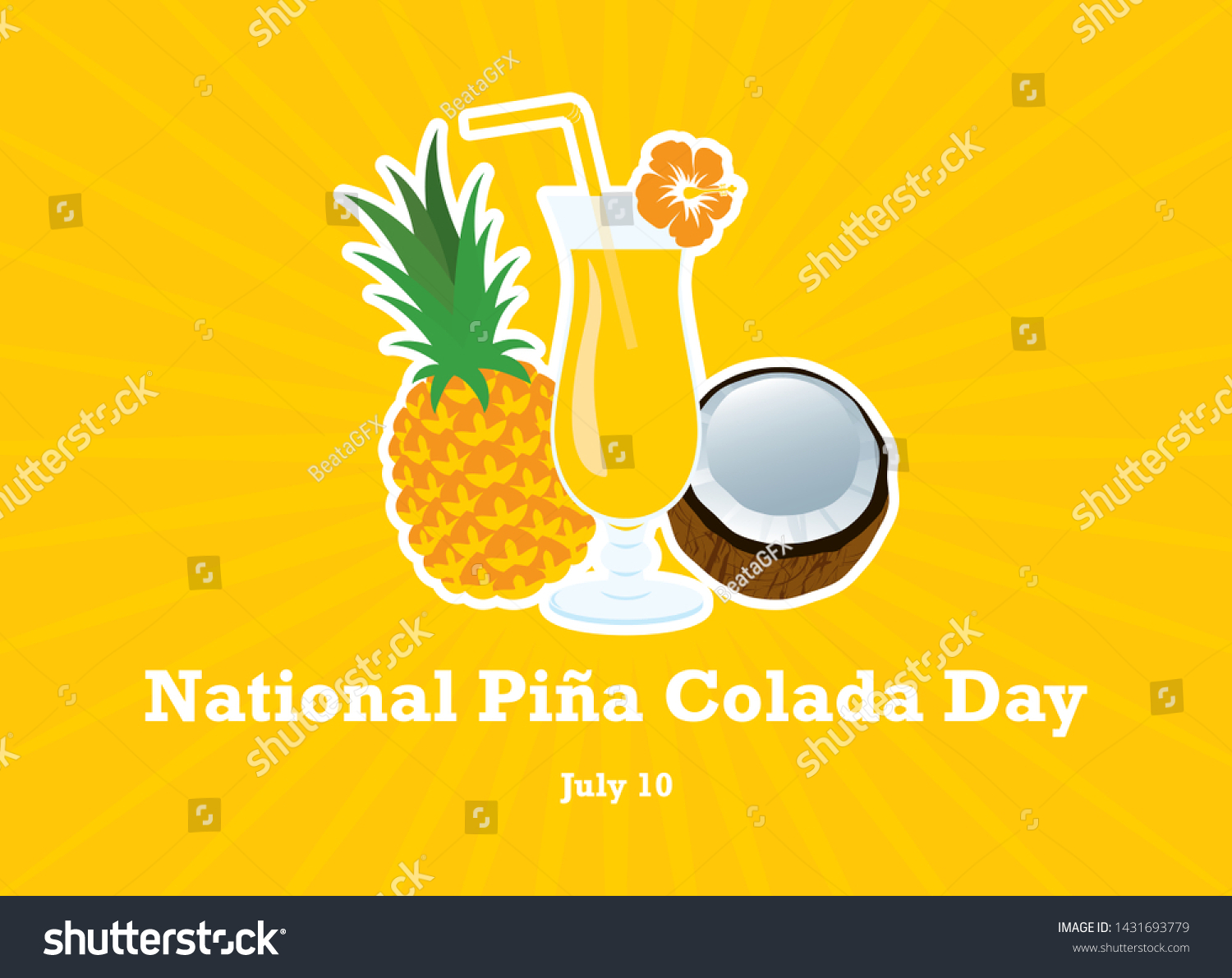 11 247 Pina Colada Background Images Stock Photos Vectors Shutterstock Stock Vector National Pi A Colada Day Vector Tropical Pina Colada Cocktail Icon Drink With Pineapple And 1431693779