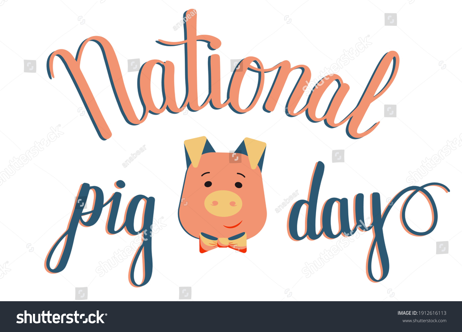 National Pig Day Vector Banner Happy Stock Vector (Royalty Free