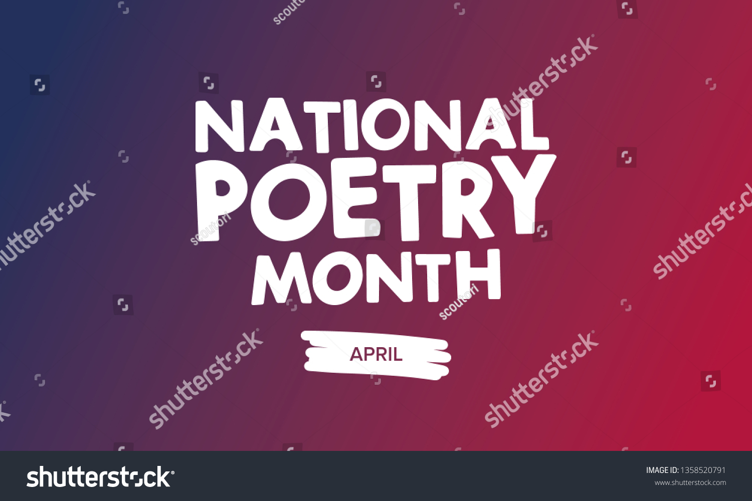 National Poetry Month April Poster Handwritten Stock Vector (Royalty