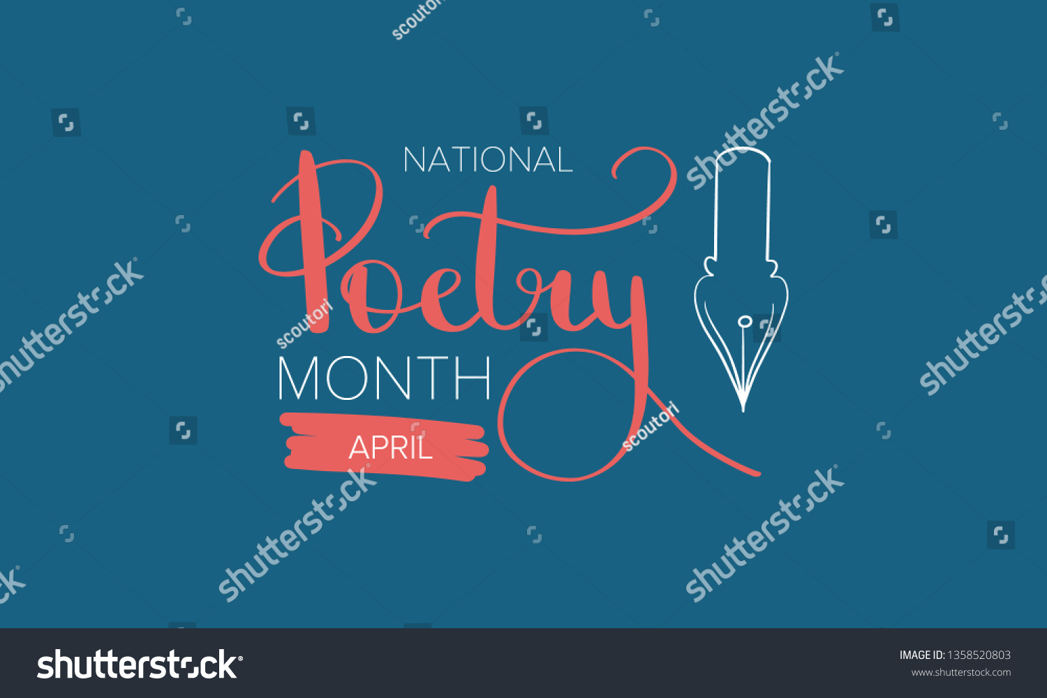 National Poetry Month April Poster Handwritten Stock Vector (Royalty ...