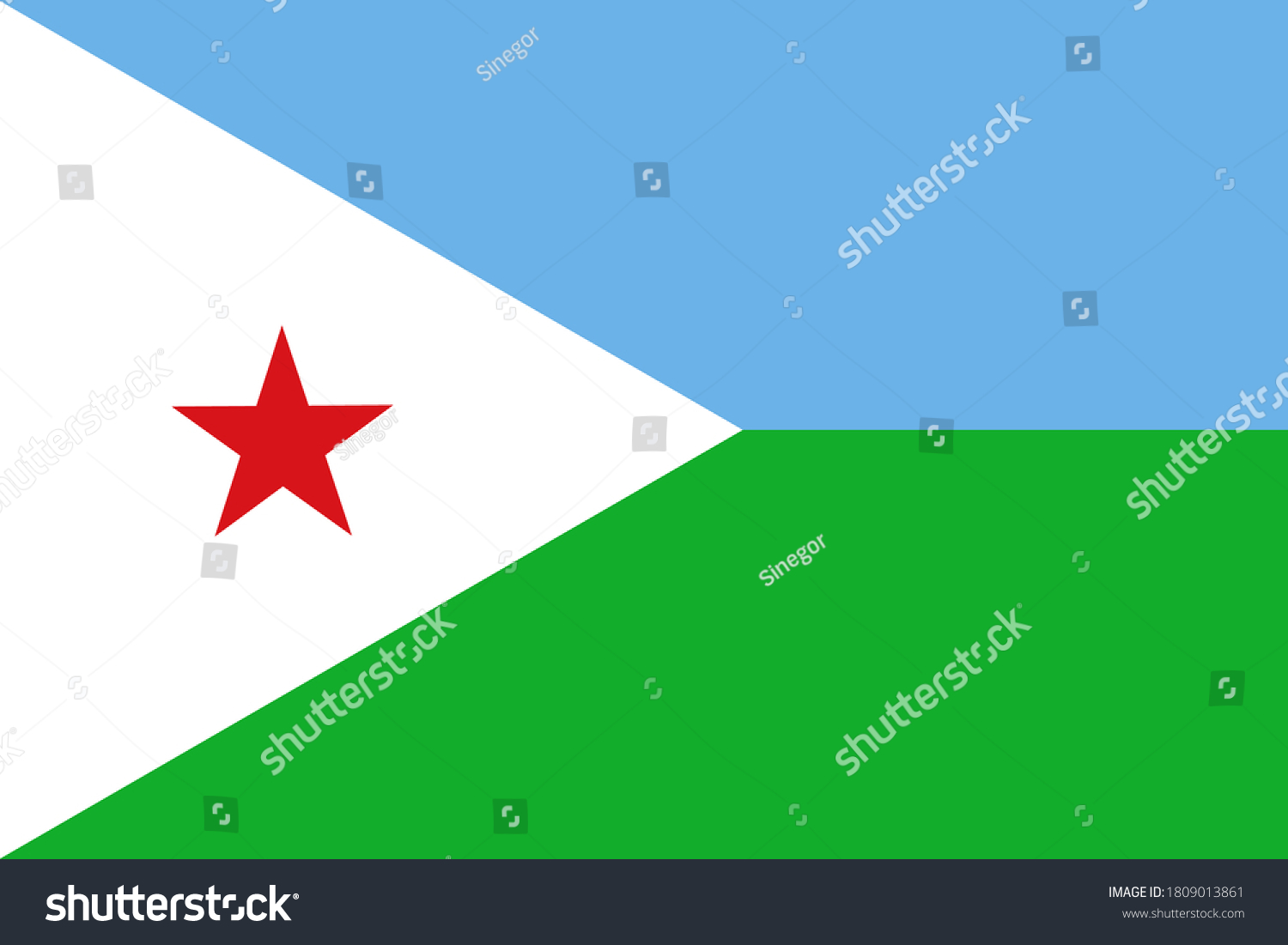 SVG of National Republic of Djibouti flag, The capital city is Djibouti. Vector illustration svg