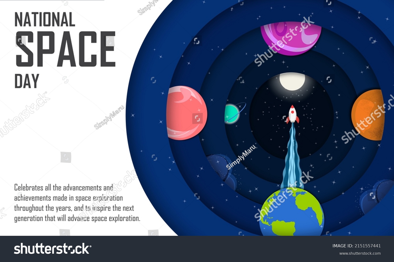 National Space Day Concept Greeting Holiday Stock Vector (Royalty Free