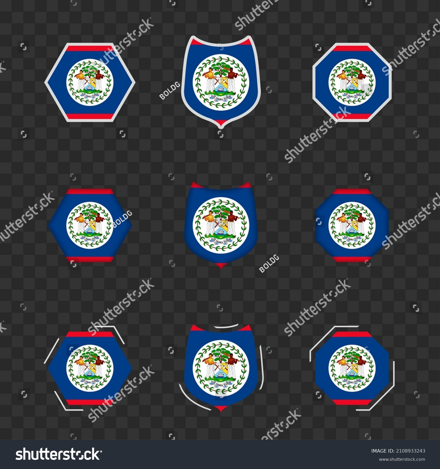 National Symbols Belize On Dark Transparent Stock Vector (Royalty Free ...