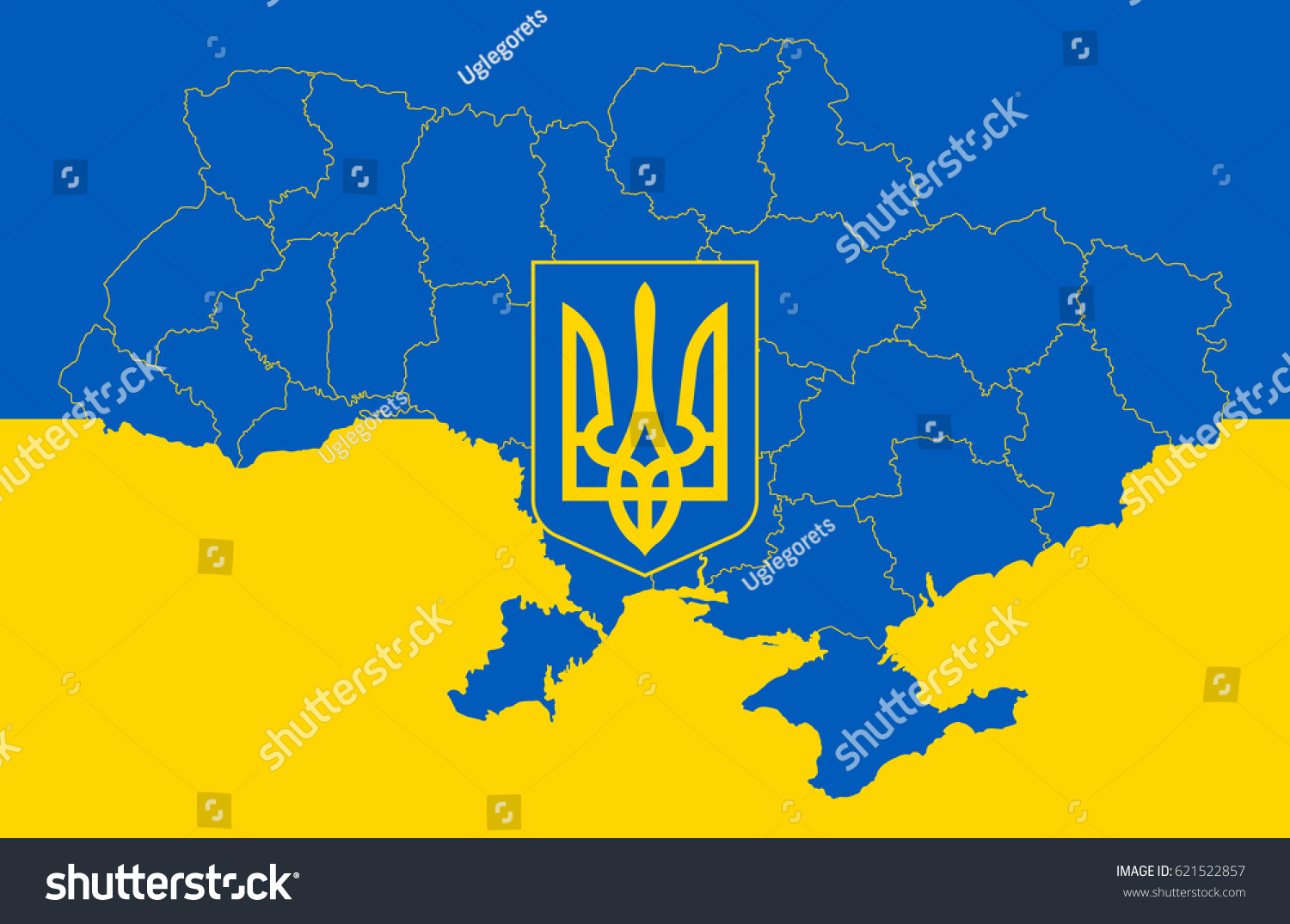 National Symbols Ukraine Map Flag Coat Stock Vector (Royalty Free ...