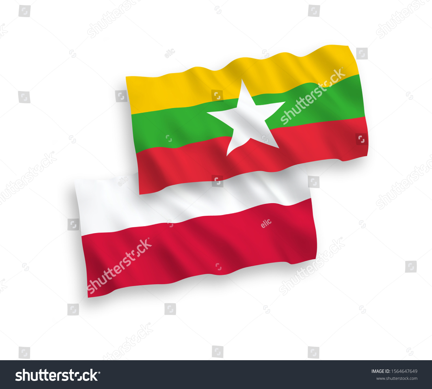 National Vector Fabric Wave Flags Myanmar Stock Vector Royalty Free 1564647649