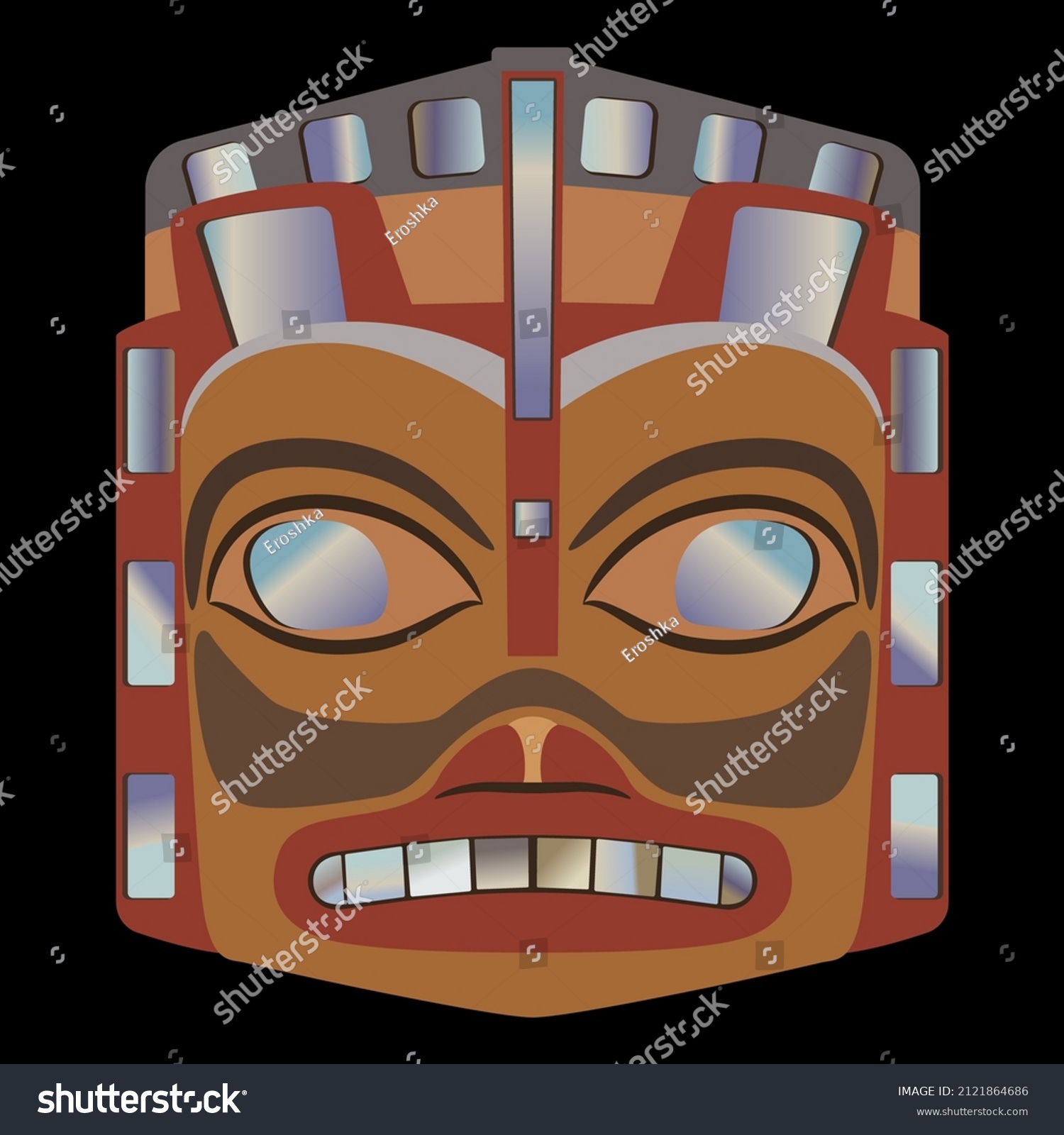 Native American Ethnic Mask Haida Indians Stock Vector (royalty Free 