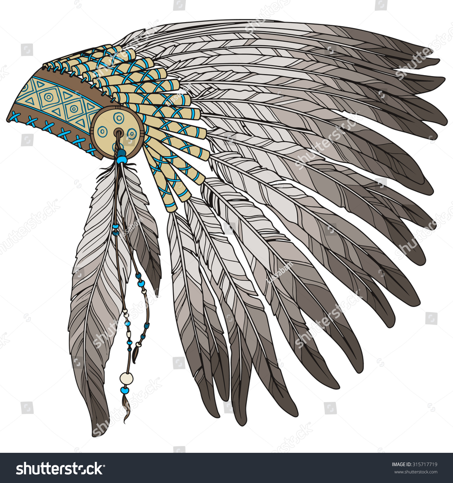 Native American Indian Chief Headdress Stock Vector 315717719 ...