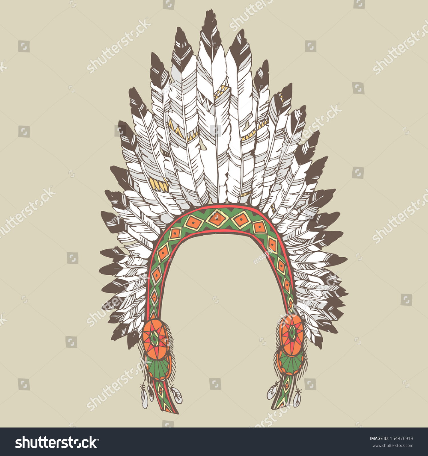 Native American Indian Chief Headdress (Indian Chief Mascot, Indian ...