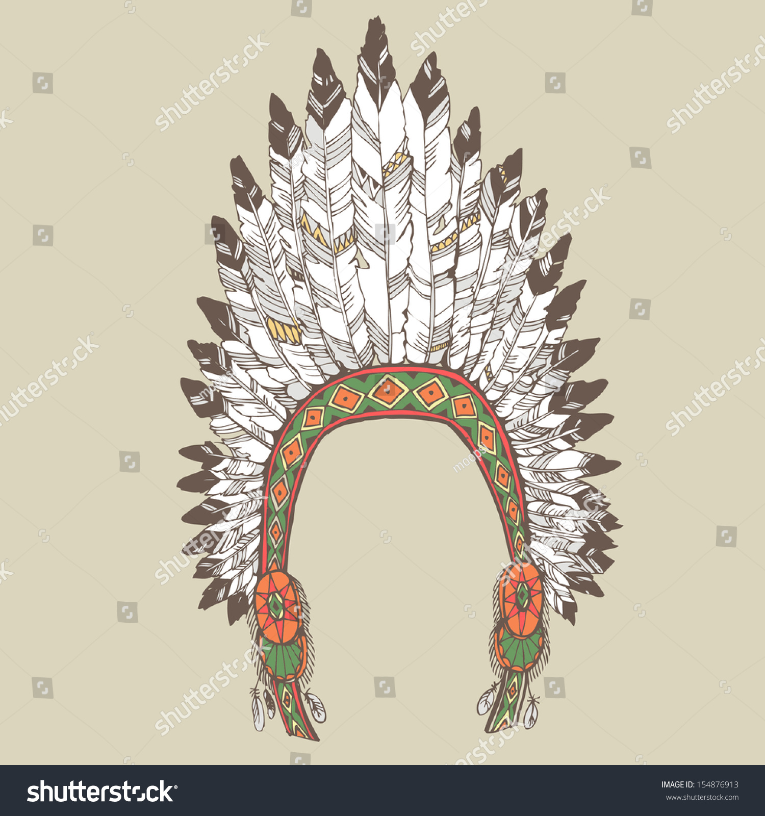 Native American Indian Chief Headdress Vector Stock Vector 154876913 ...