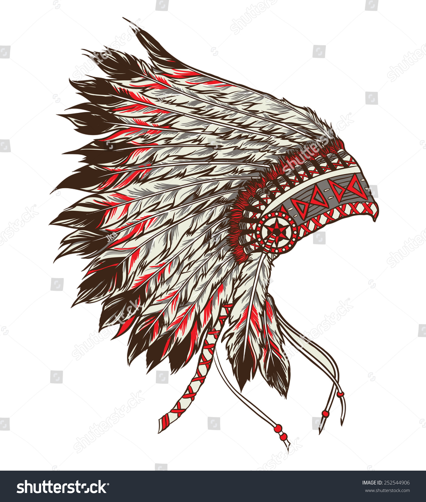 Native American Indian Chief Headdress Vector Stock Vector 252544906 ...