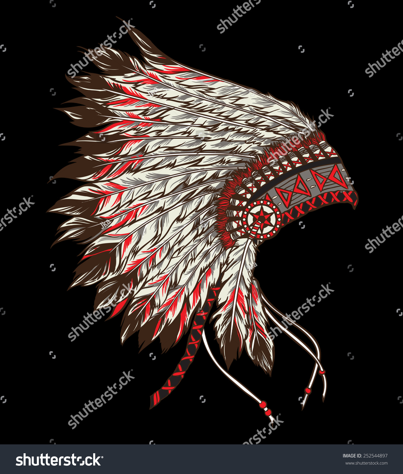 Native American Indian Chief Headdress Vector Stock Vector 252544897 ...